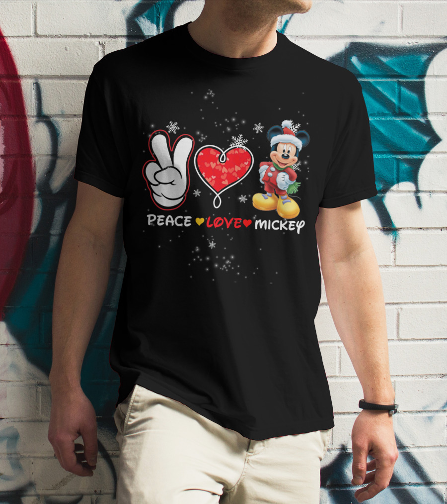 PEACE LOVE MICKEY CHRISTMAS T-Shirt
