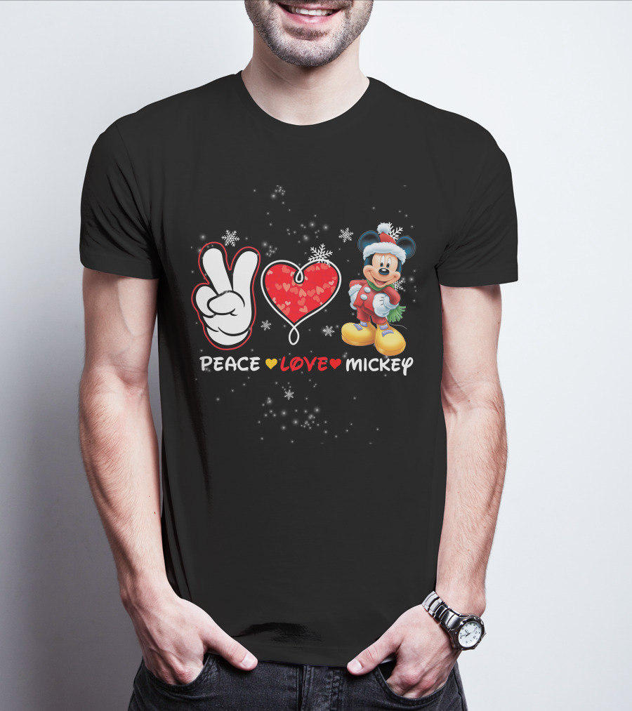 PEACE LOVE MICKEY CHRISTMAS T-Shirt