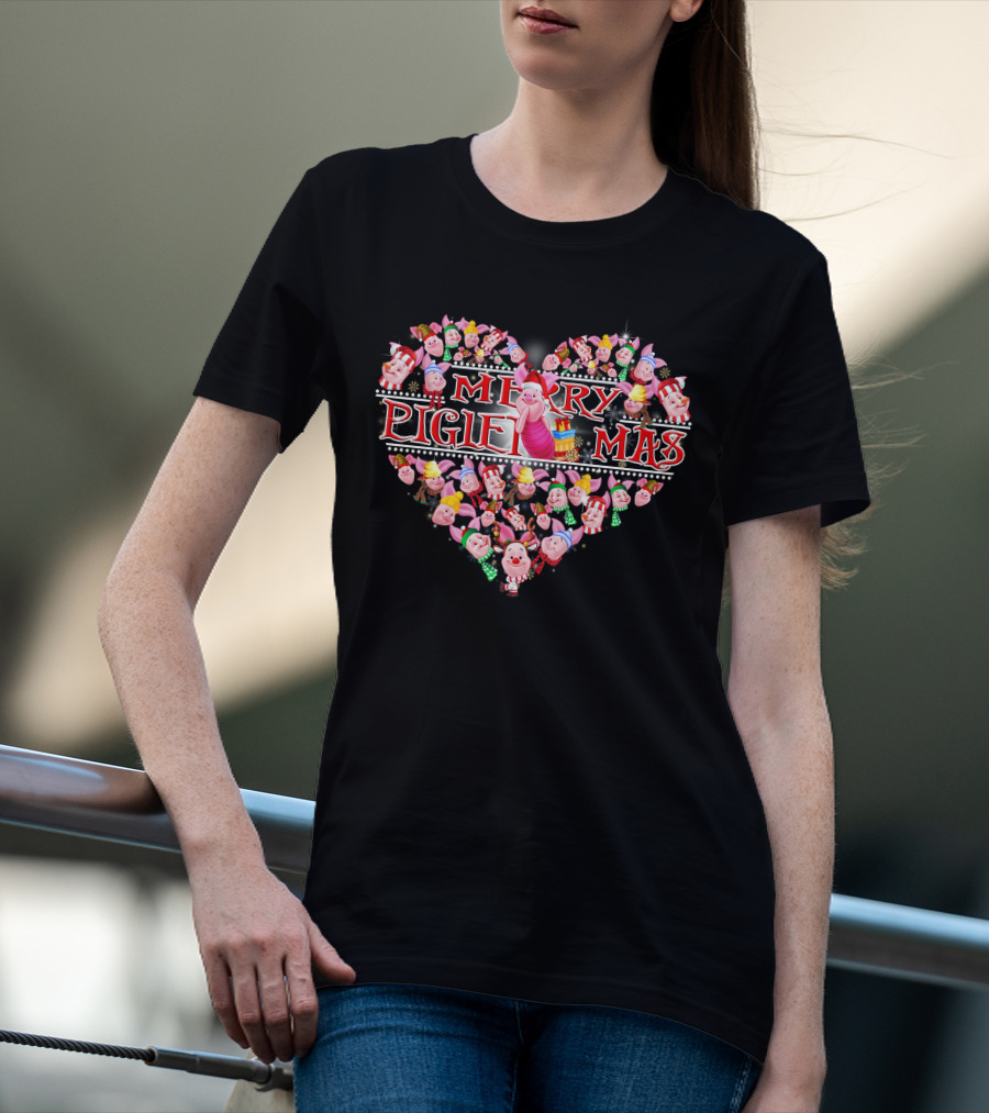 Merry Pigletmas Heart Christmas T-Shirt