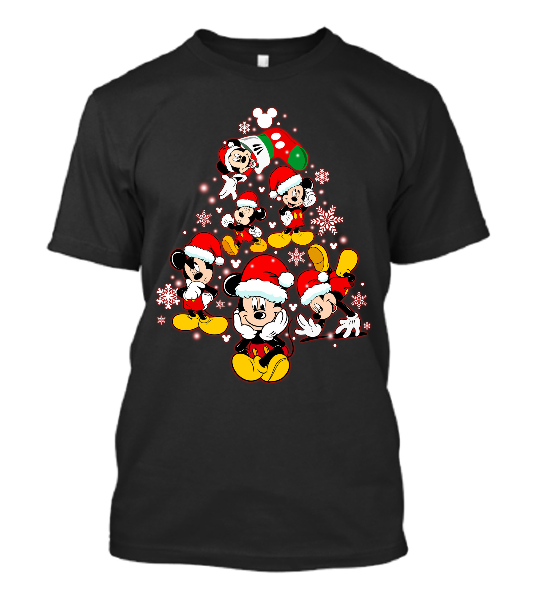 Disney Mickey Christmas Tree Santa Hat Holiday T-Shirt