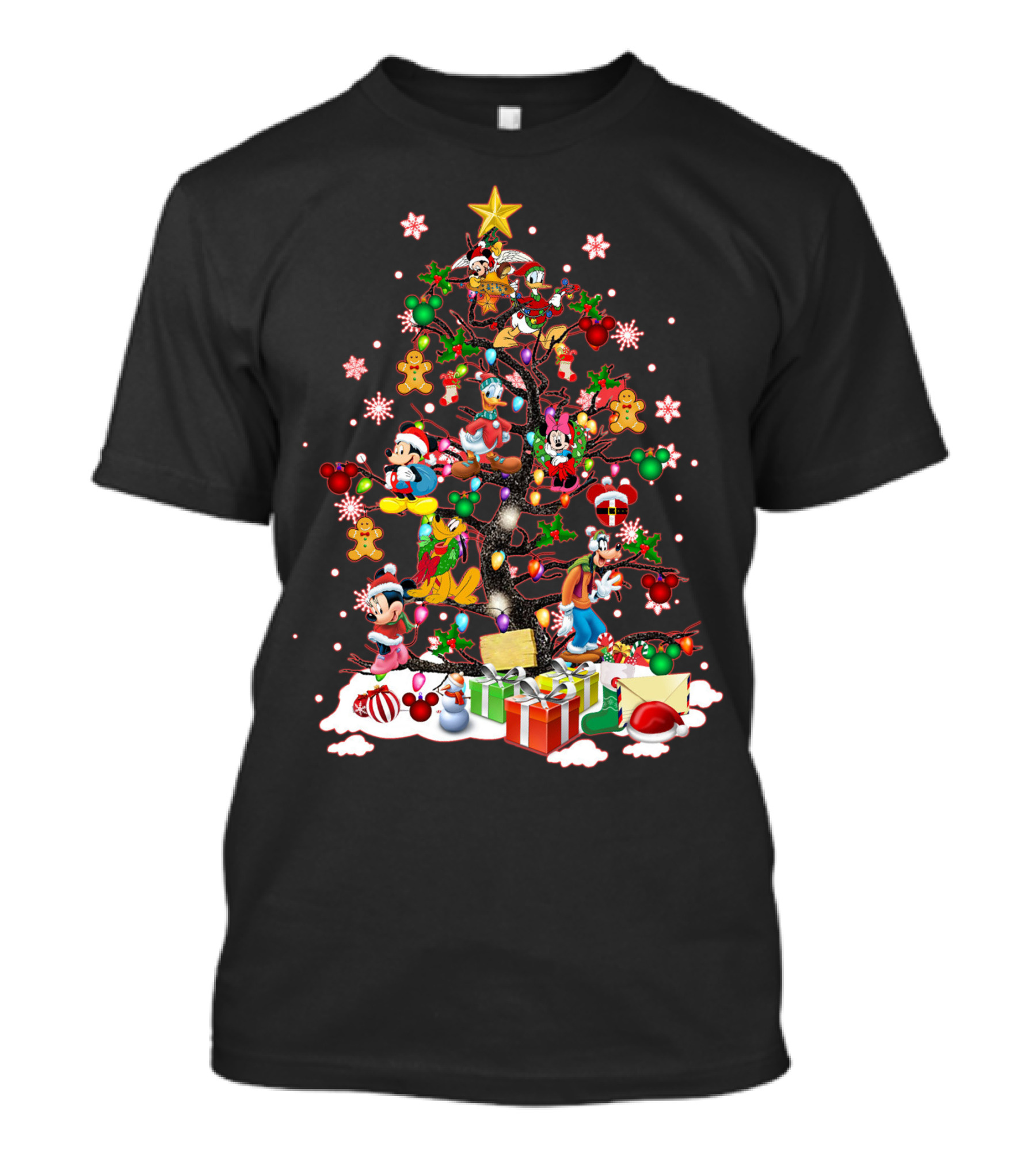 Mickey And Friends Christmas Tree With Donald Goofy And Disney Decorations T-Shirt