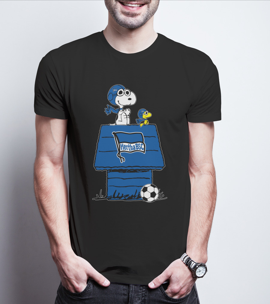 Hertha BSC Snoopy And Woodstock Doghouse Soccer T-Shirt
