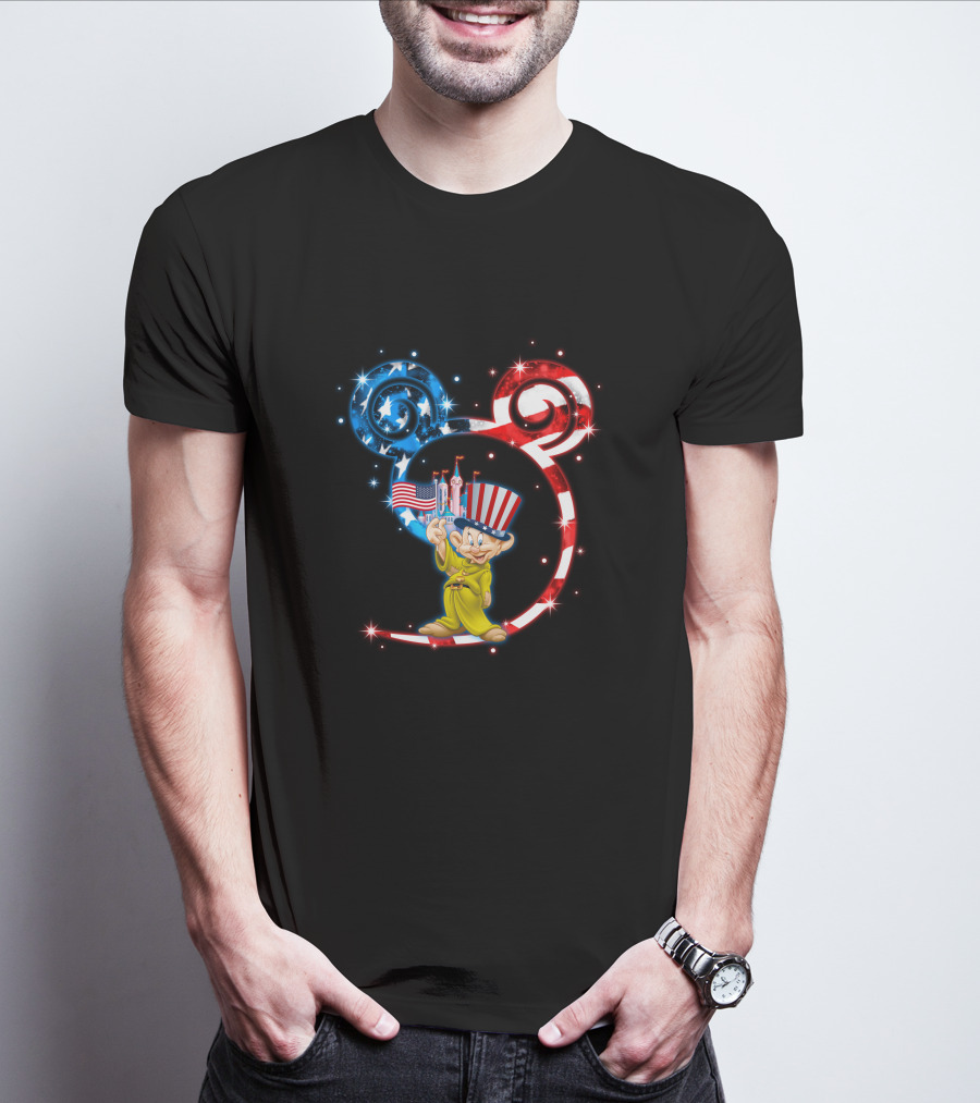 Dopey Patriotic Mickey Ears With American Flag And Hat T-Shirt
