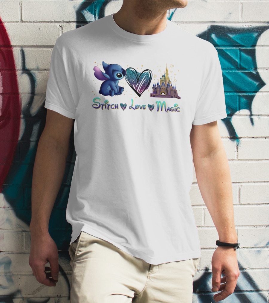 Stitch Love Magic Heart Castle Fantasy T-Shirt
