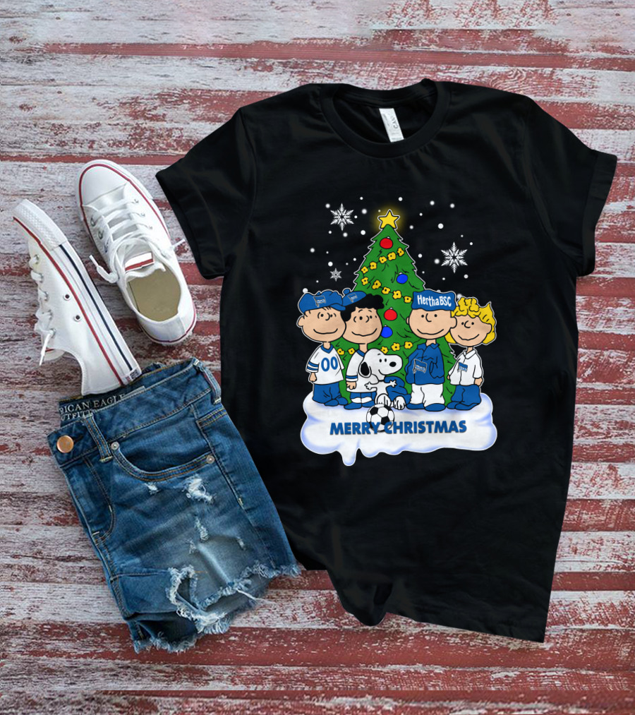 Hertha BSC Peanuts Merry Christmas Tree Scene T-Shirt