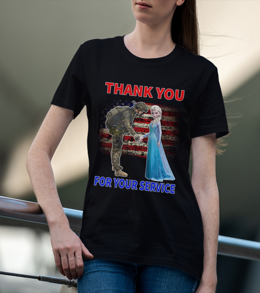 Thank You For Your Service Elsa Soldier American Flag T-Shirt