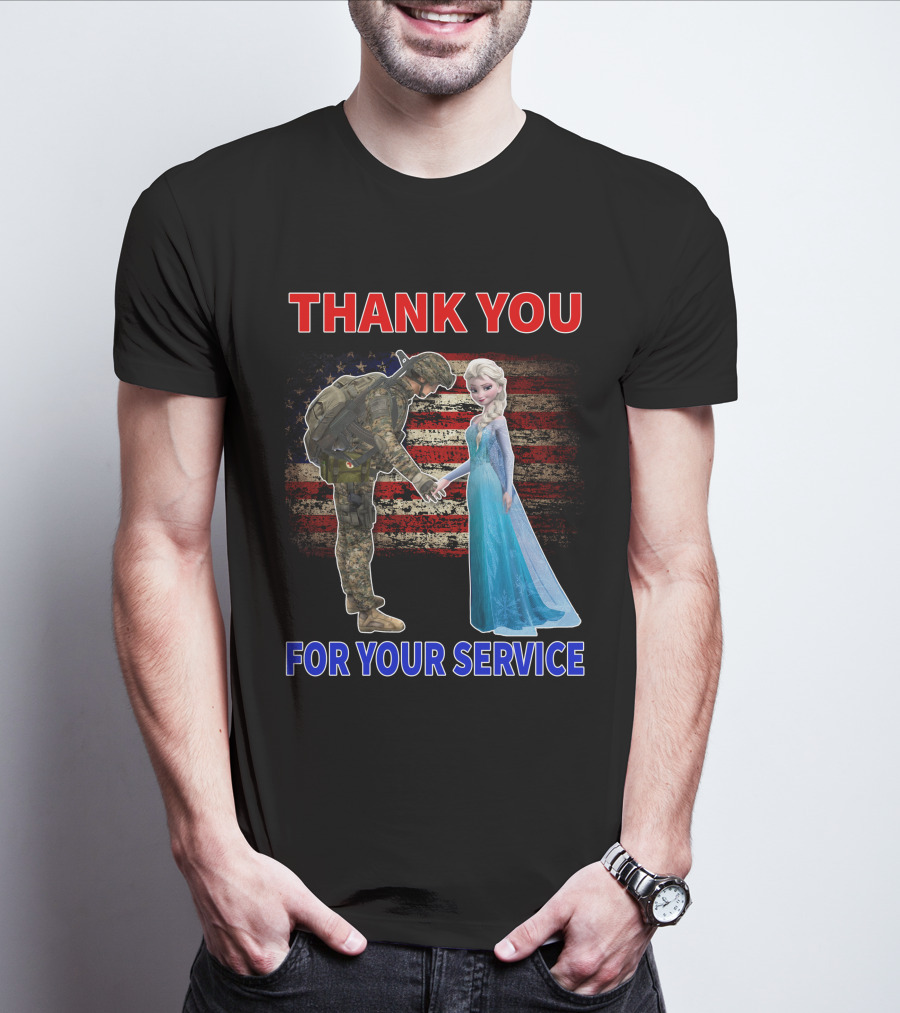 Thank You For Your Service Elsa Soldier American Flag T-Shirt