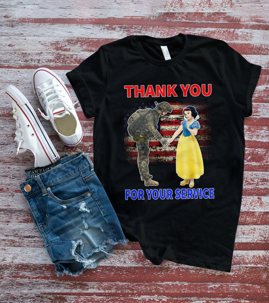 Thank You For Your Service Snow White Soldier Flag T-Shirt