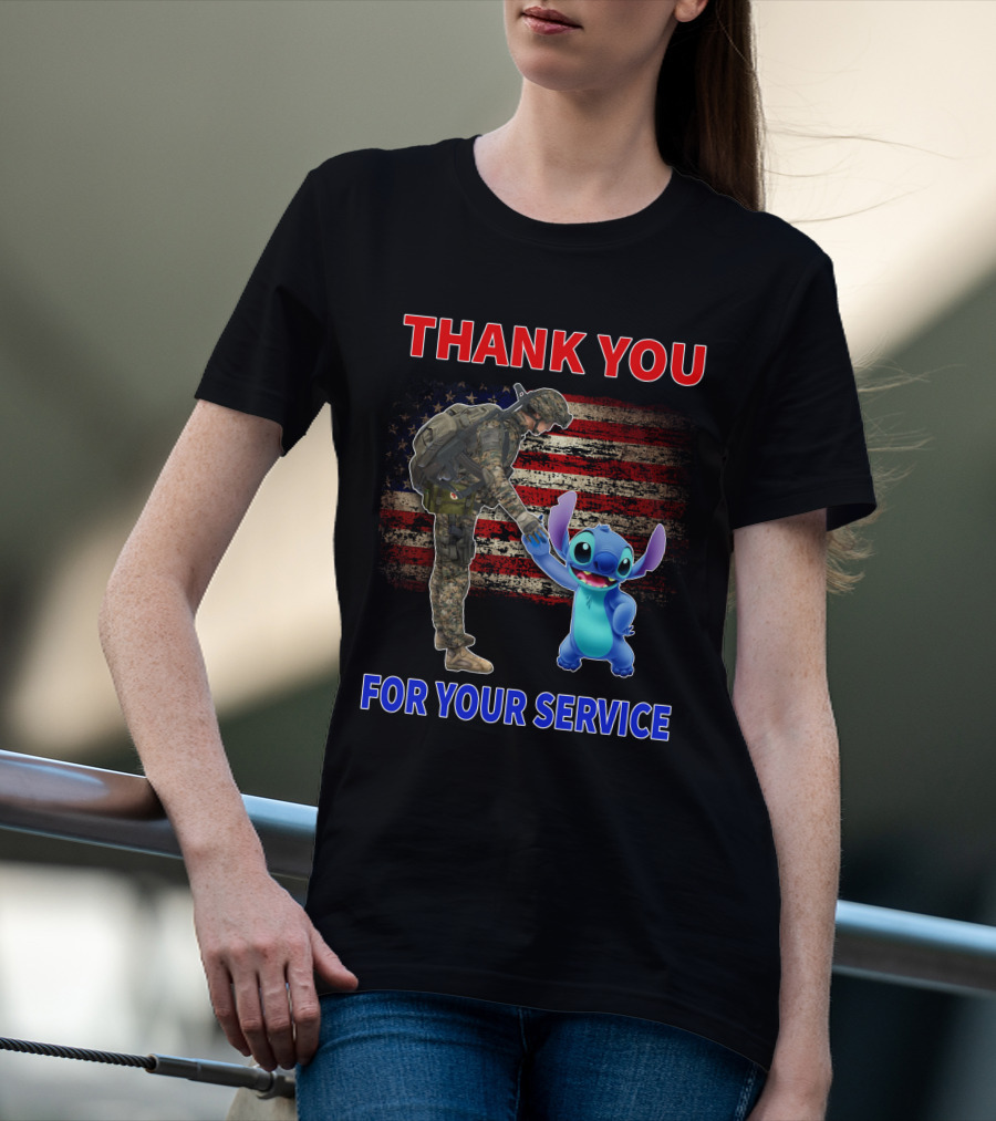 THANK YOU FOR YOUR SERVICE STITCH SOLDIER AMERICAN FLAG T-Shirt