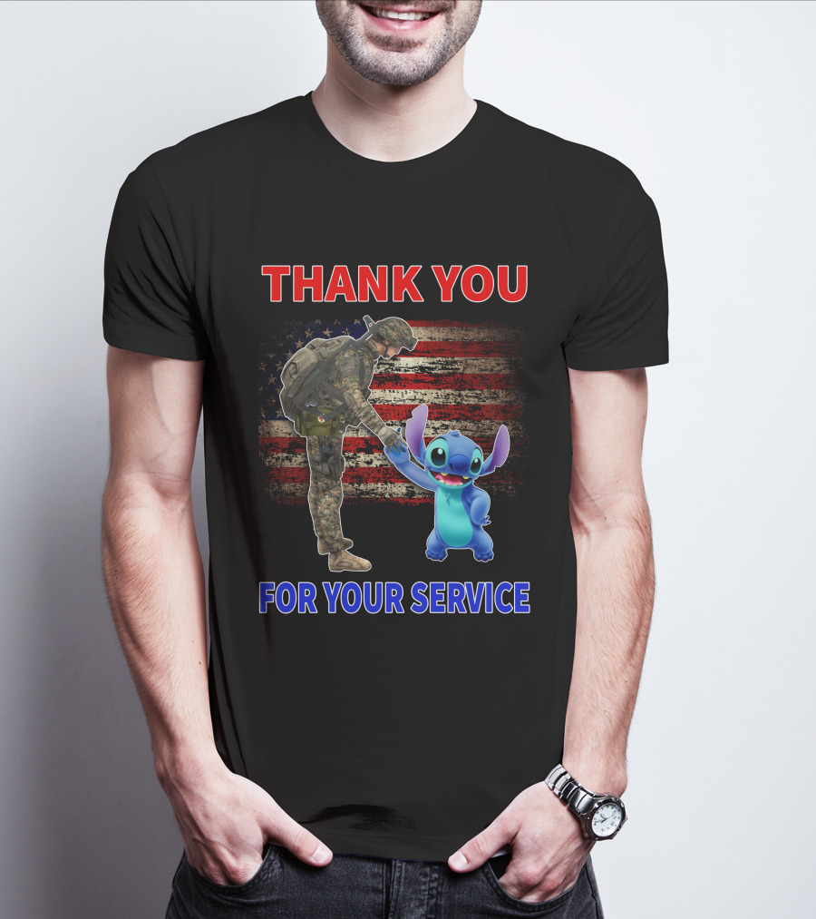 THANK YOU FOR YOUR SERVICE STITCH SOLDIER AMERICAN FLAG T-Shirt
