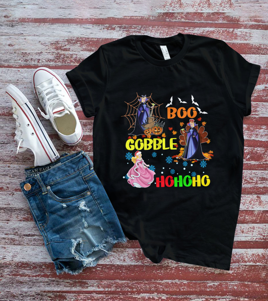 Aurora Boo Gobble Ho Ho Ho HalloThanksMas T-Shirt
