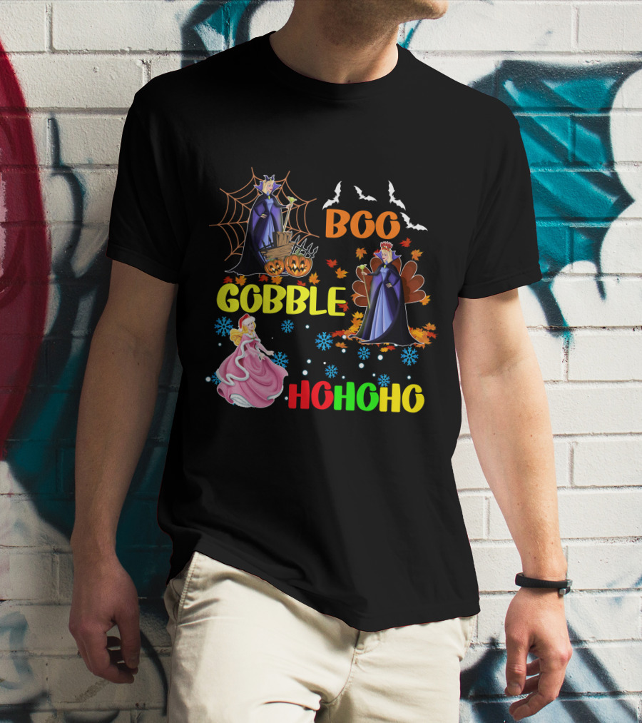 Aurora Boo Gobble Ho Ho Ho HalloThanksMas T-Shirt