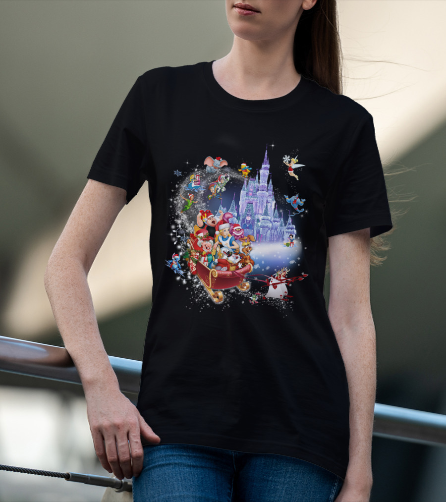 Alice Disney Christmas Wonderland With Castle And Characters T-Shirt