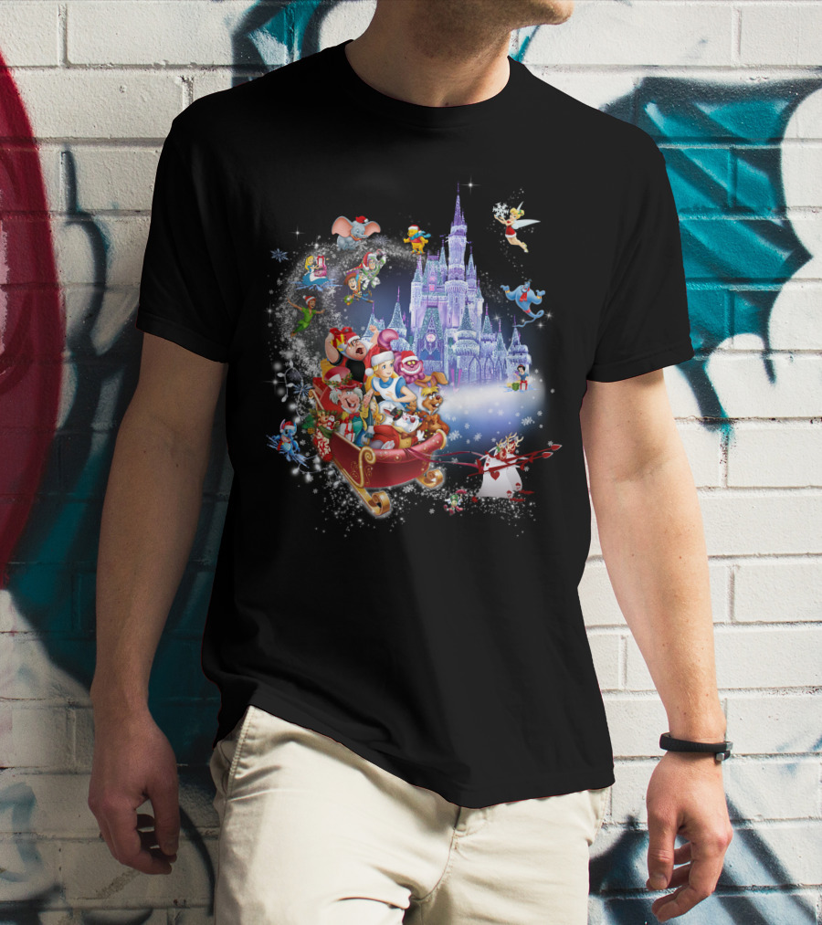 Alice Disney Christmas Wonderland With Castle And Characters T-Shirt