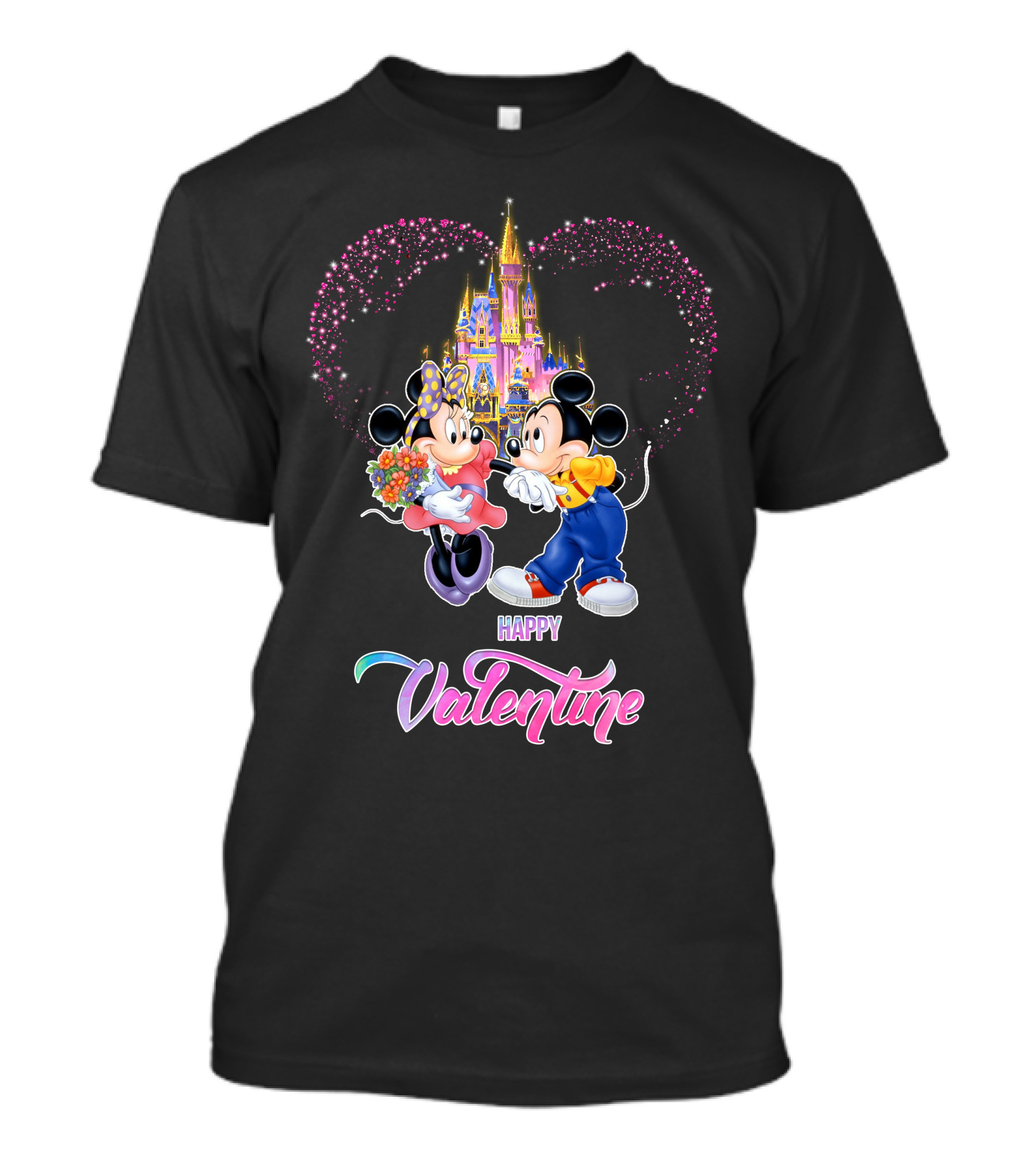 Mickey Minnie Happy Valentine Castle Heart T-Shirt