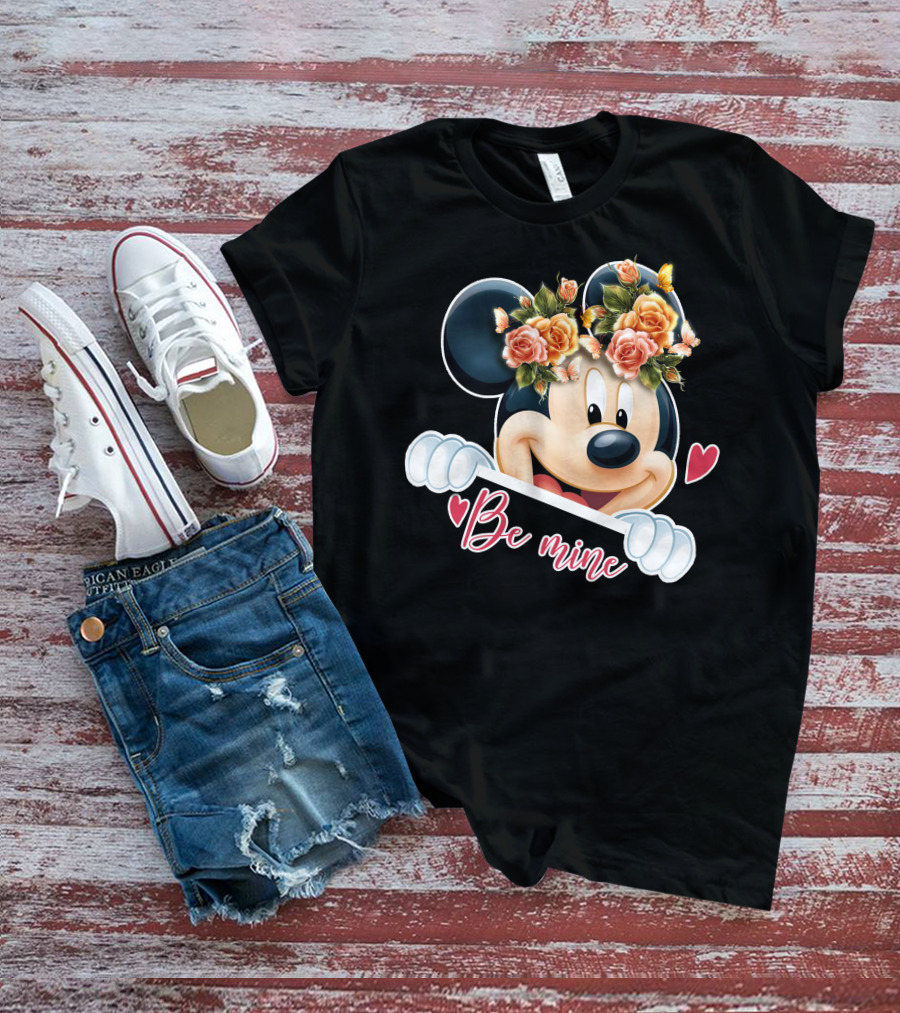 Mickey Be Mine Floral Heart T-Shirt