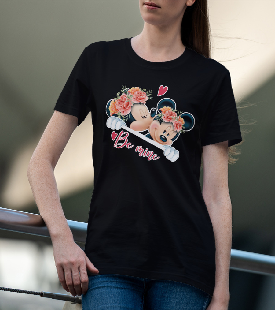 Mickey Minnie Be Mine Floral Romance T-Shirt