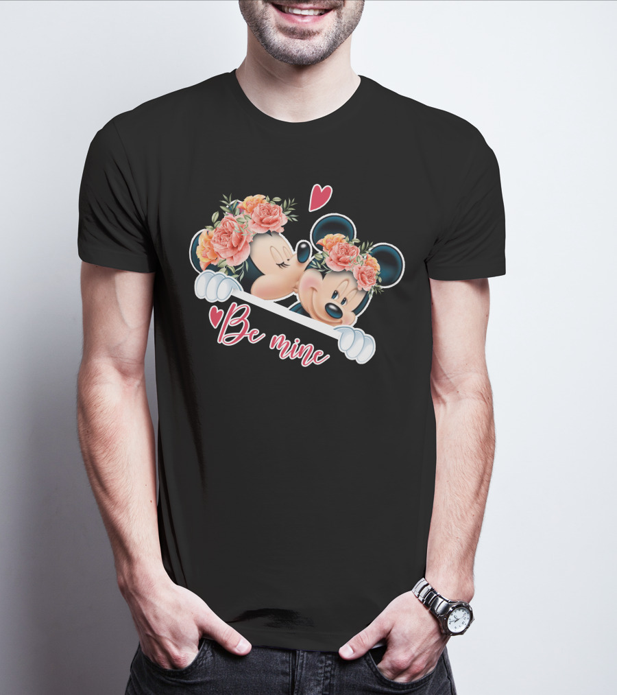 Mickey Minnie Be Mine Floral Romance T-Shirt