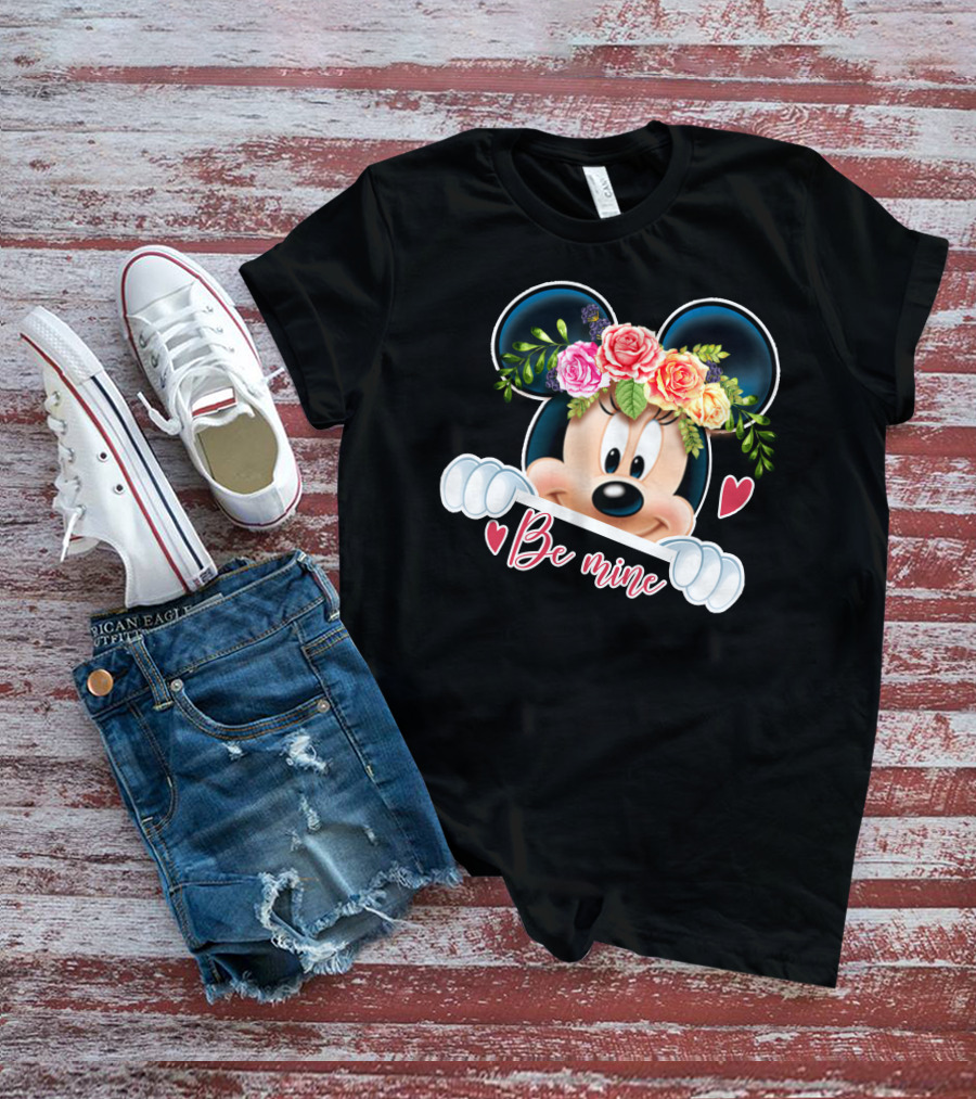 Minnie Mouse Be Mine Floral Hearts T-Shirt