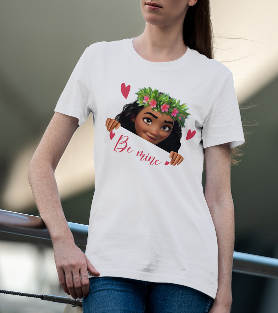 Moana Valentine's Be Mine Hearts Floral Crown T-Shirt