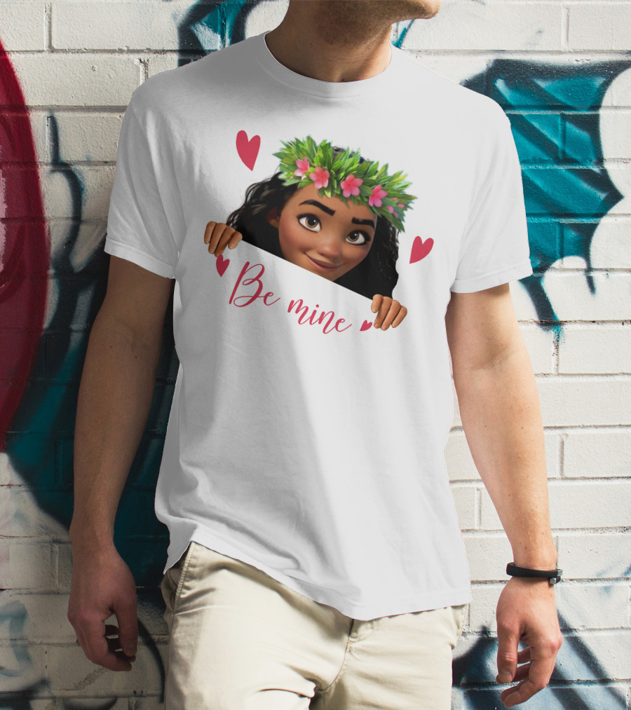 Moana Valentine's Be Mine Hearts Floral Crown T-Shirt