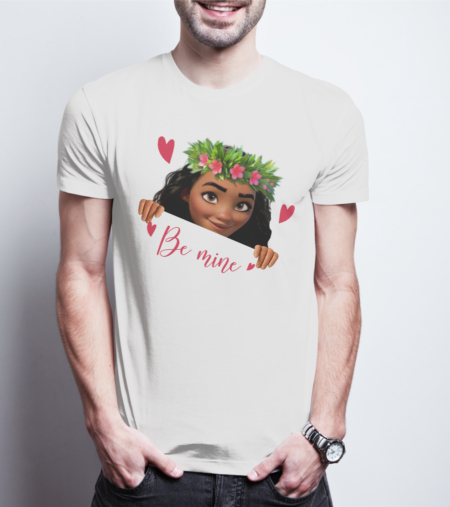 Moana Valentine's Be Mine Hearts Floral Crown T-Shirt