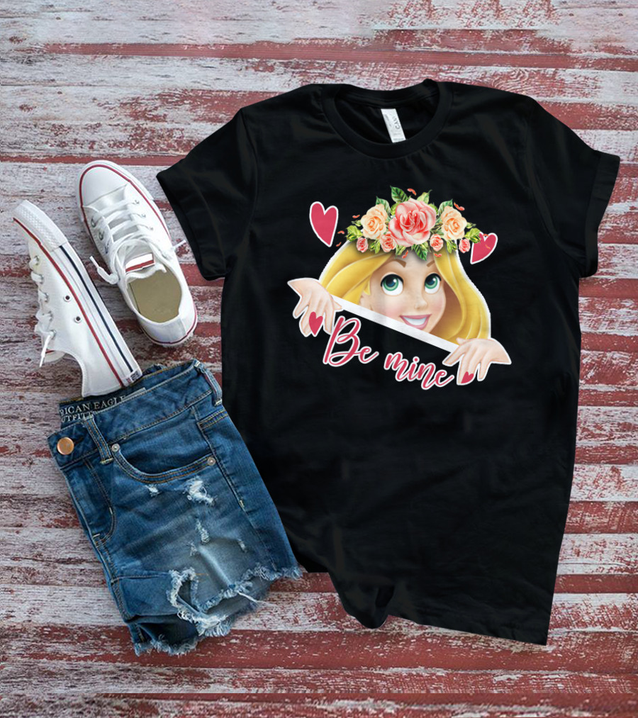 Rapunzel Floral Be Mine Valentines Hearts T-Shirt