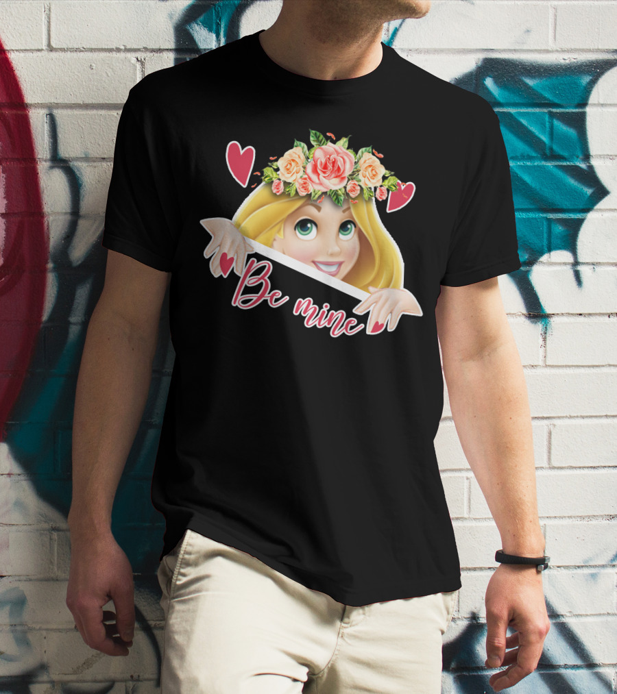 Rapunzel Floral Be Mine Valentines Hearts T-Shirt