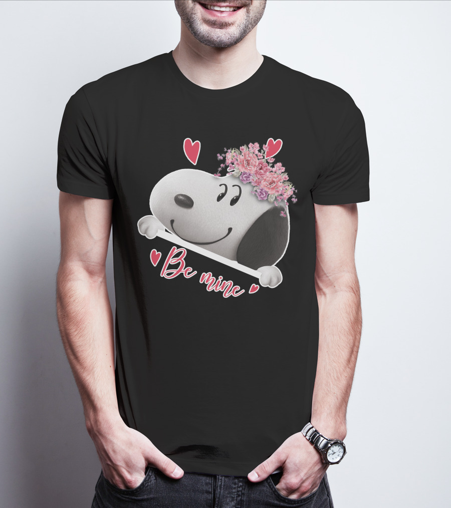 Snoopy Be Mine Hearts And Flowers T-Shirt