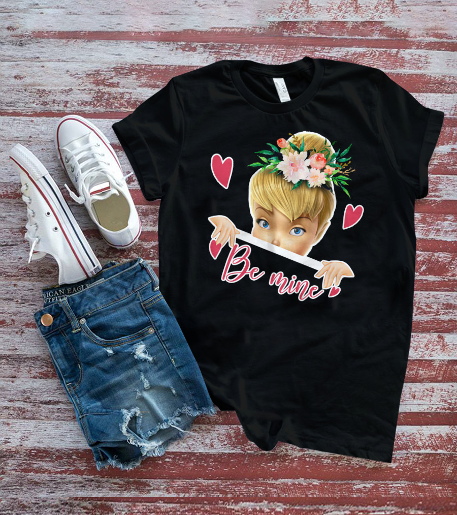 Tinkerbell Be Mine Valentine's Day Hearts Floral Crown T-Shirt