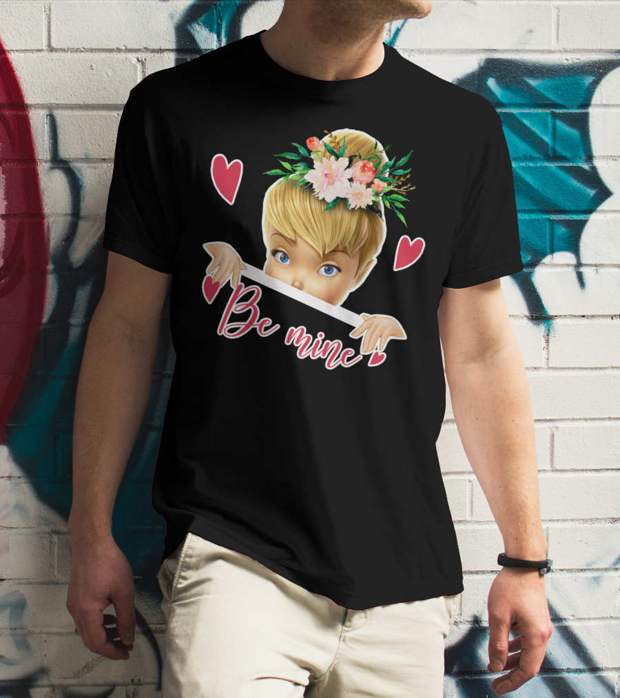 Tinkerbell Be Mine Valentine's Day Hearts Floral Crown T-Shirt