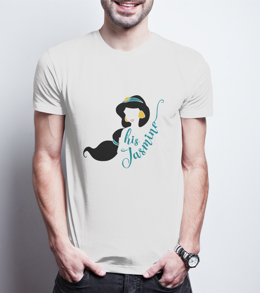 His Jasmine Princess Silhouette With Long Hair And Gold Accessories T-Shirt