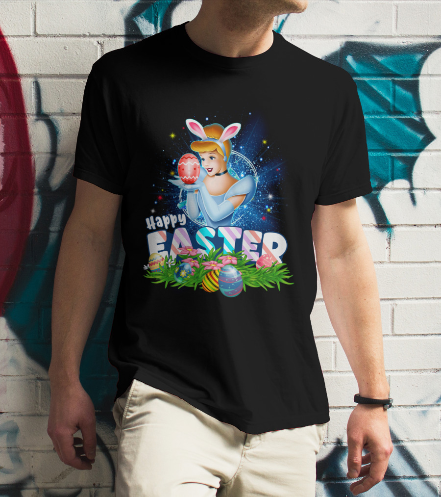 Cinderella Easter Bunny Ears With Colorful Eggs And Flowers T-Shirt