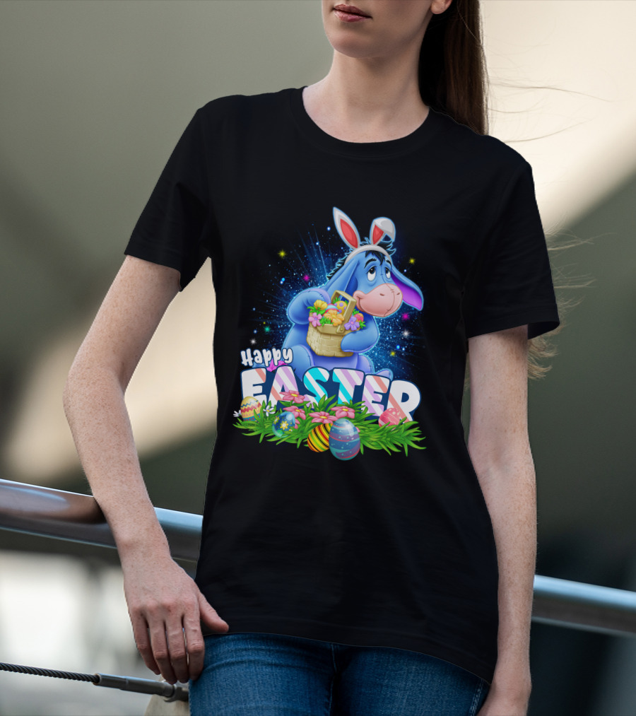 Eeyore Easter Basket With Eggs And Flowers Happy Easter T-Shirt