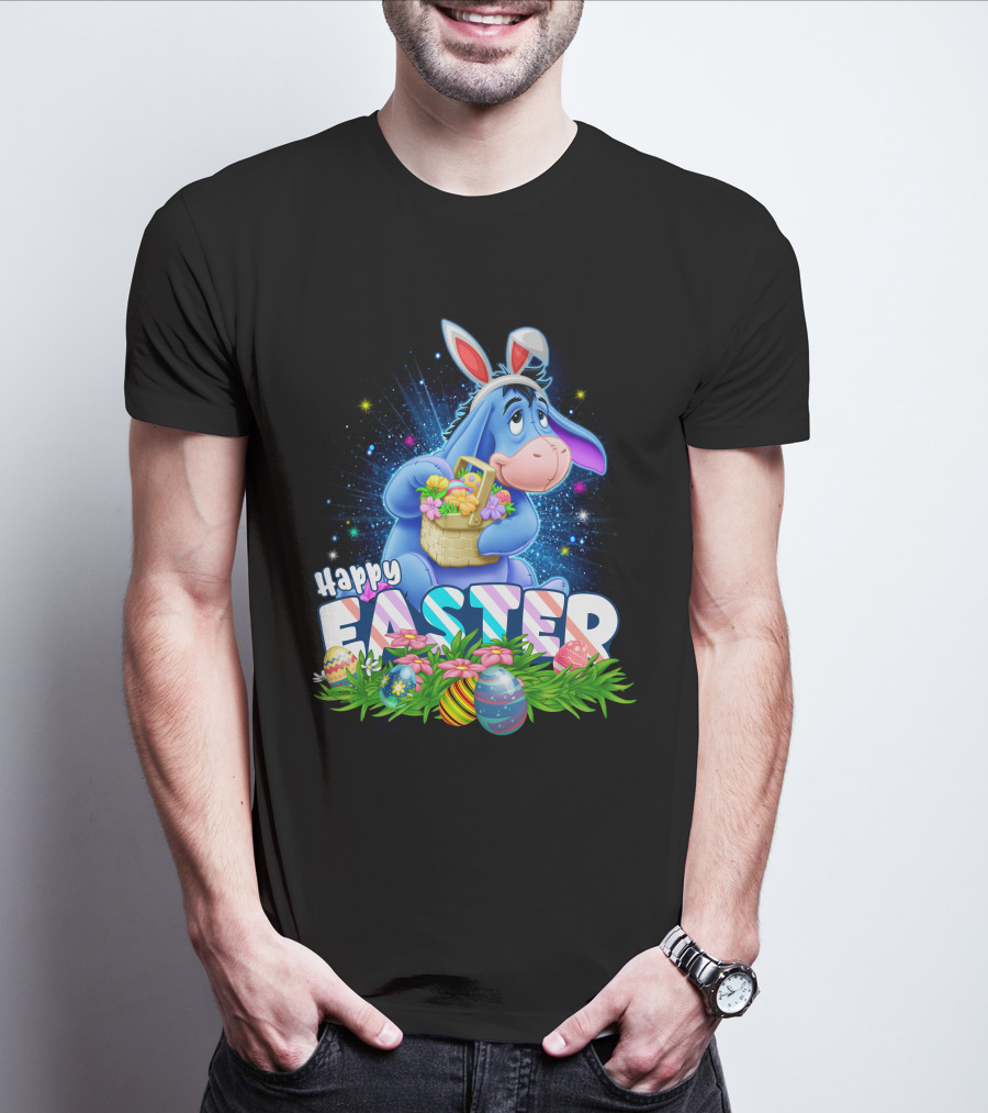 Eeyore Easter Basket With Eggs And Flowers Happy Easter T-Shirt