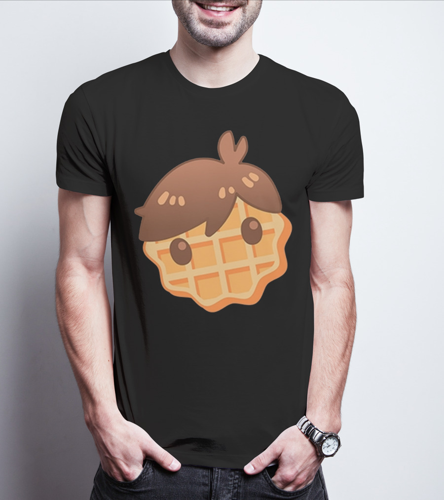 Waffle Head Cute Breakfast Character Face With Hair T-Shirt