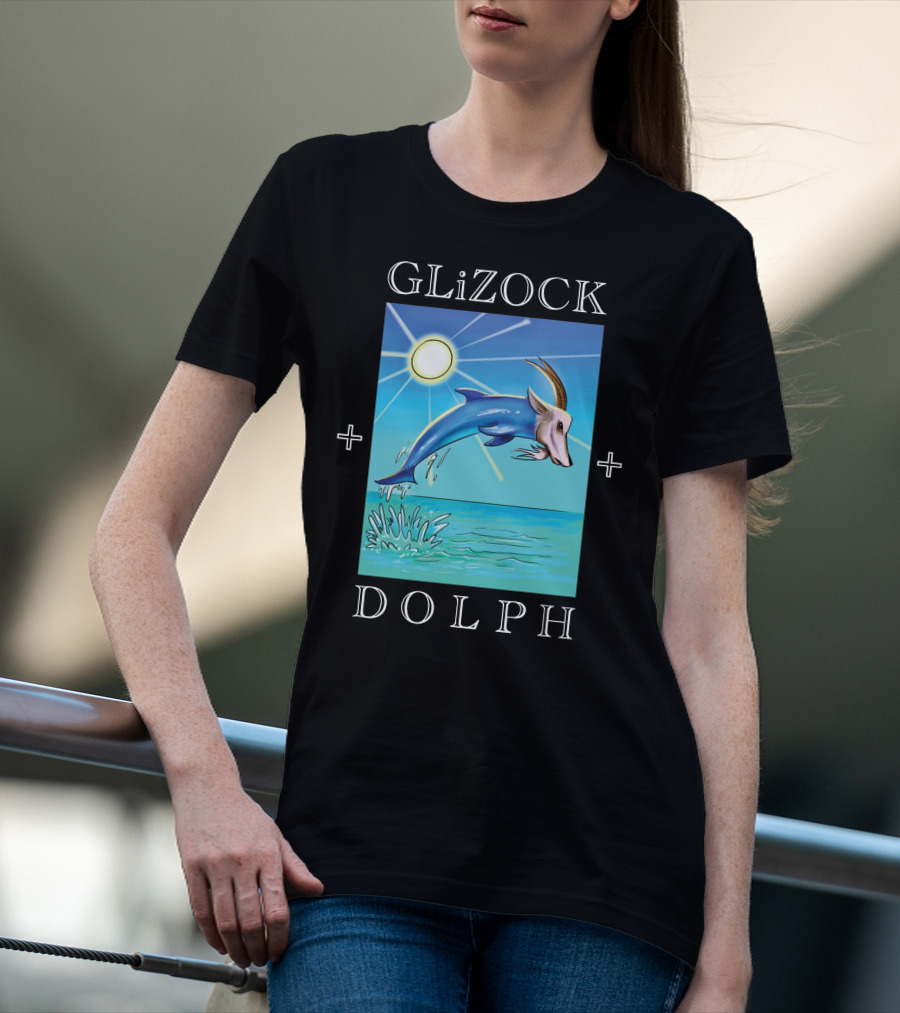 GLiZOCK DOLPH Goat Dolphin Jump Ocean T-Shirt
