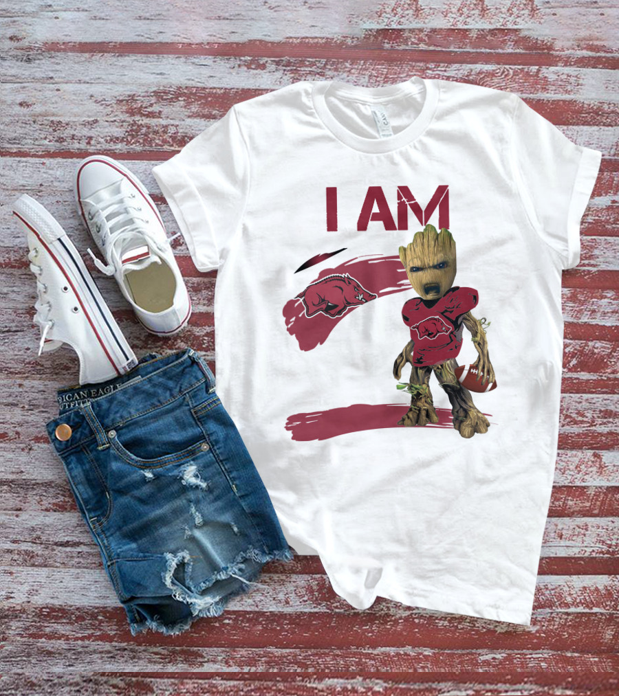 I AM Arkansas Razorbacks Football Groot Fan T-Shirt