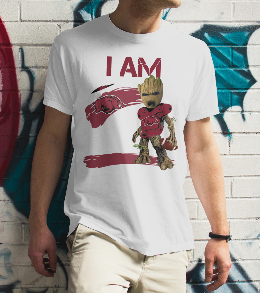 I AM Arkansas Razorbacks Football Groot Fan T-Shirt