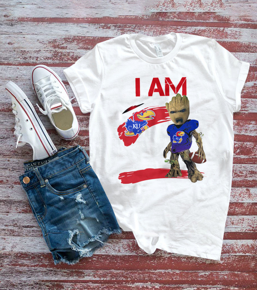 I AM KU Jayhawks Football Groot T-Shirt