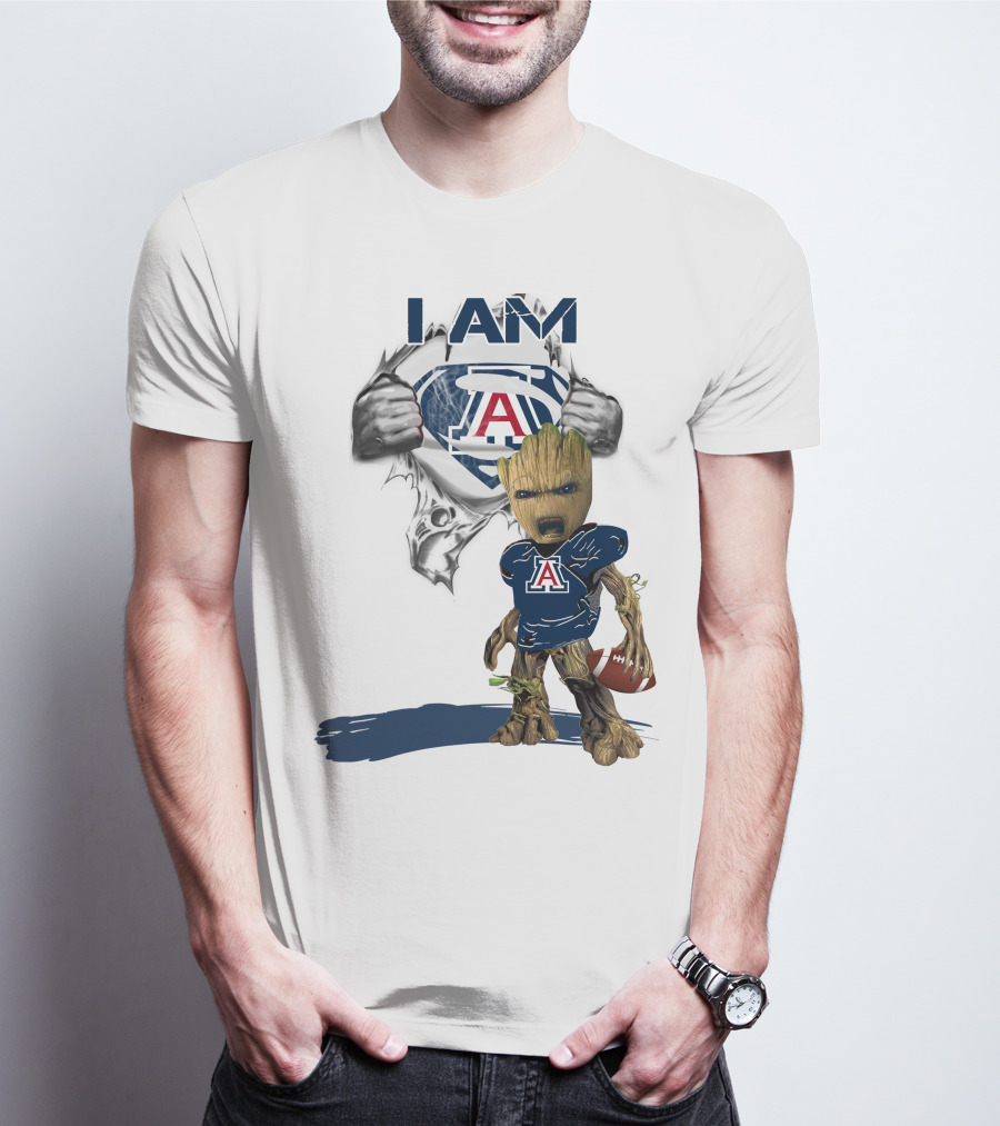 I Am Arizona Baby Groot Superman Football Fan T-Shirt