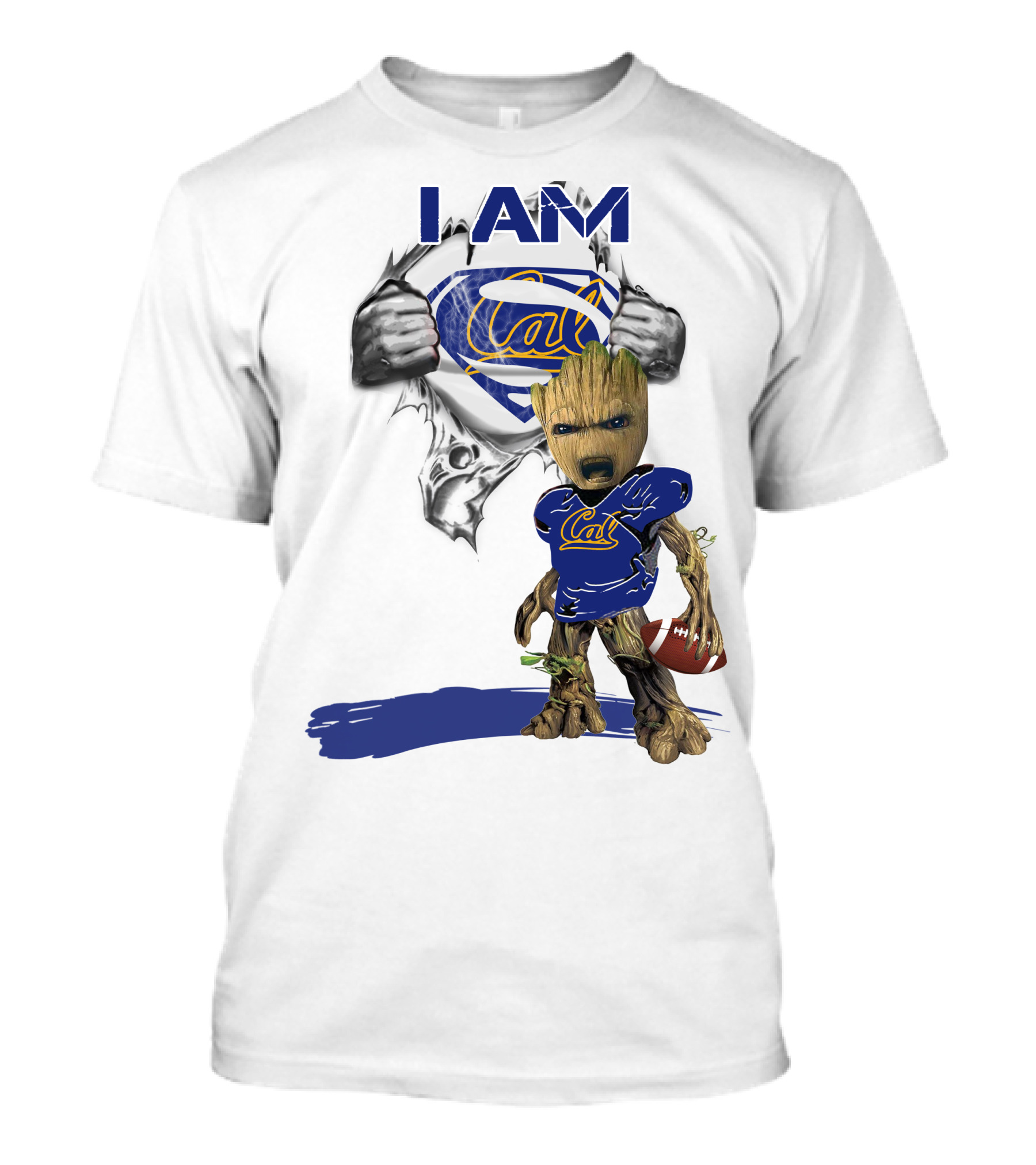 I AM Cal Baby Groot Superman Football T-Shirt