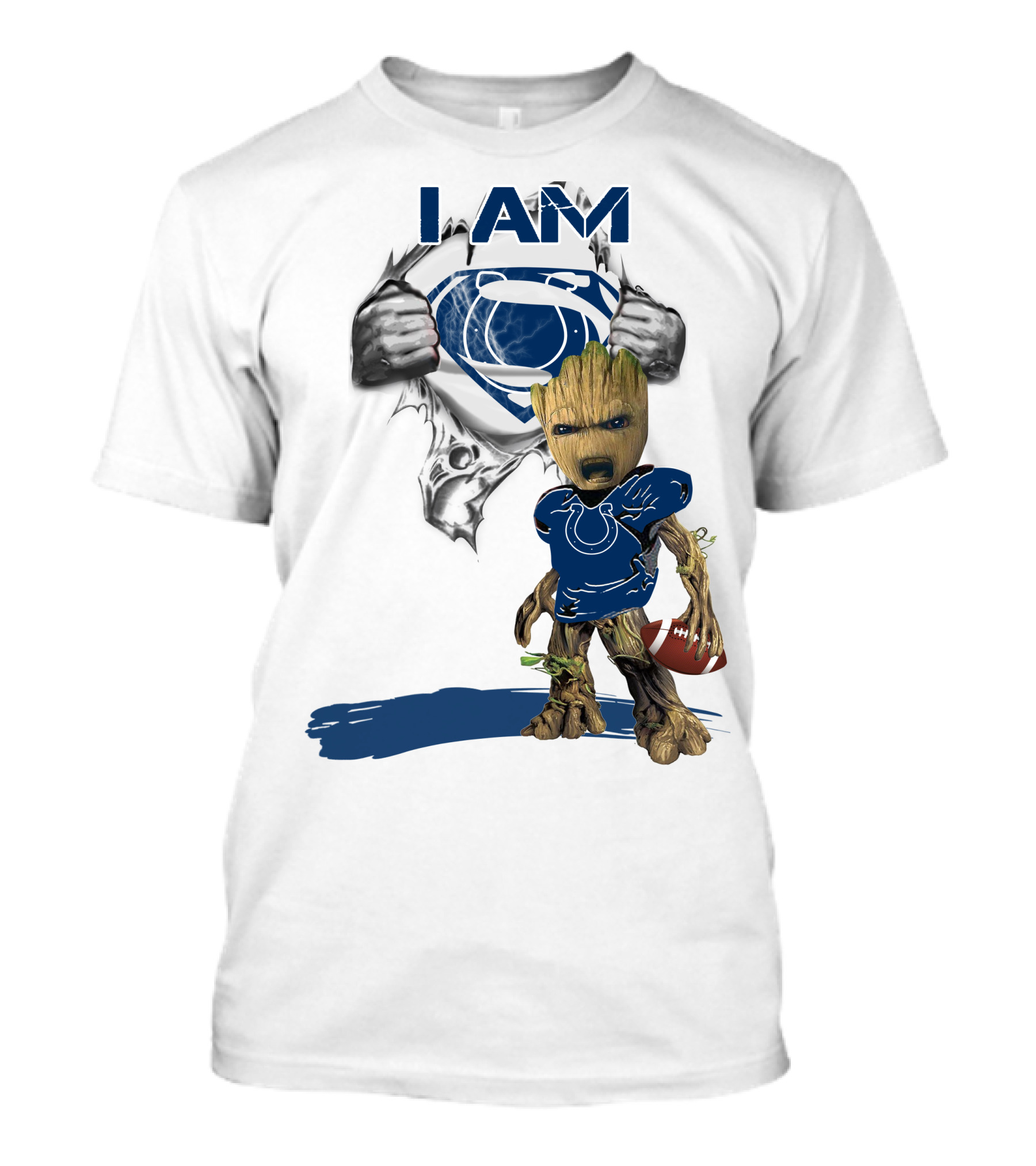 I Am Colts Baby Groot Superman Football T-Shirt