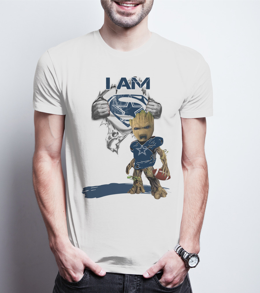 I Am Cowboys Baby Groot Superman Football T-Shirt