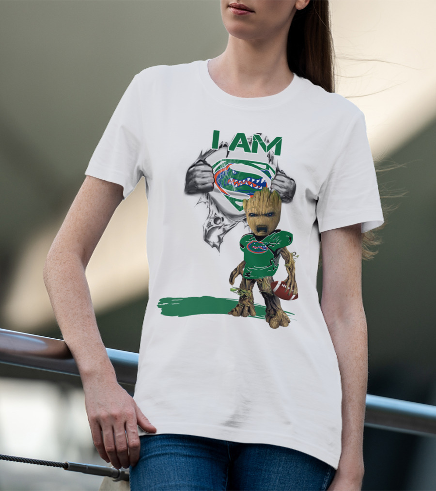 I AM Gators Baby Groot Superman Football T-Shirt