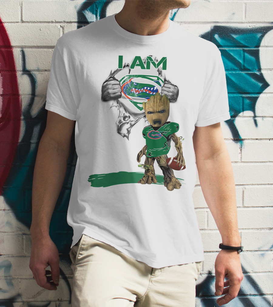 I AM Gators Baby Groot Superman Football T-Shirt