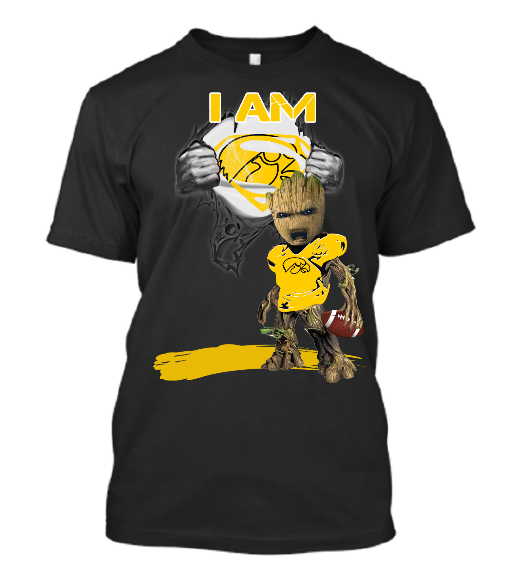 Iowa Hawkeyes Baby Groot Superman Football T-Shirt
