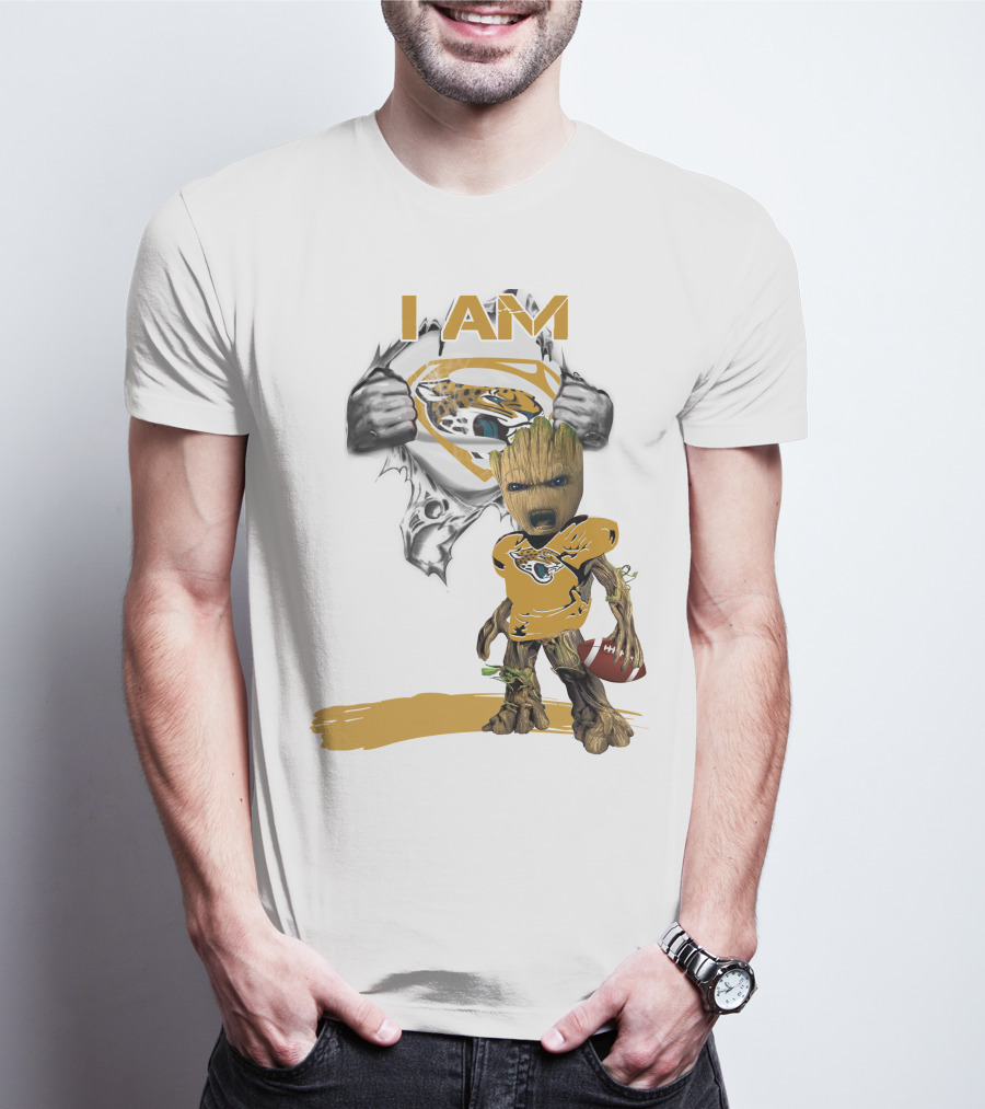 I Am Jaguars Baby Groot Superman Football Fan T-Shirt