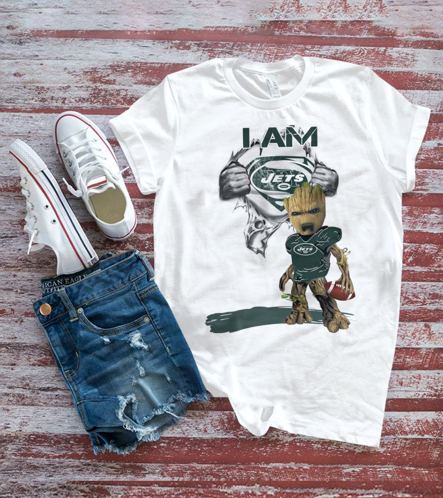 I Am Jets Baby Groot Superman Football Fan T-Shirt