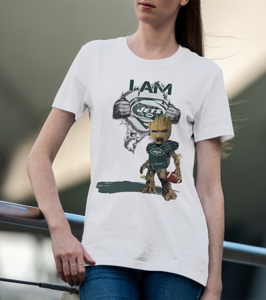 I Am Jets Baby Groot Superman Football Fan T-Shirt
